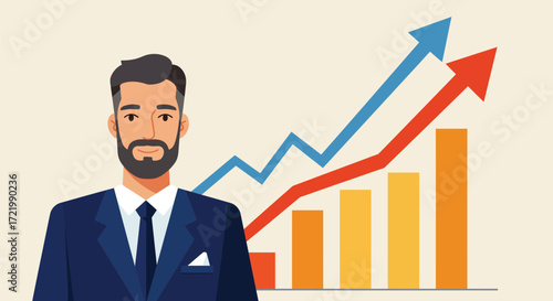 Confident professional with a positive upward trend analysis background