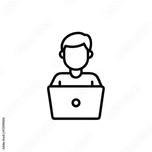 3d man with a laptop