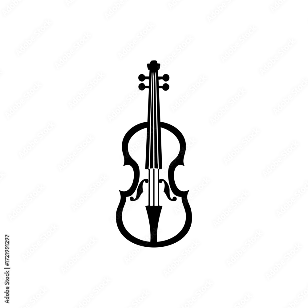 Fototapeta premium A violin silhouette with detailed strings and curves, representing classical music, elegance, and artistic expression.