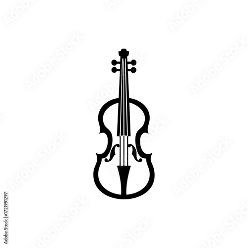 A violin silhouette with detailed strings and curves, representing classical music, elegance, and artistic expression.