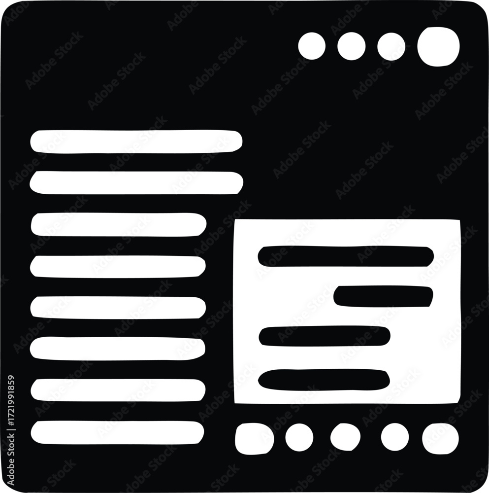 Obraz premium Hand drawn website mockup icon simple digital interface design element for web and app development projects representing content layout