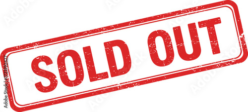 Red sold out stamp graphic icon rectangle shape text for business and sales isolated on transparent background