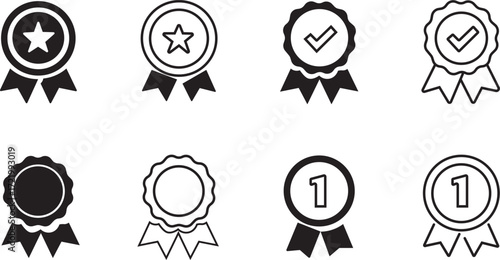 Award or Medal Badge Vector Set. Awards line editable icon set. award icon set containing badge