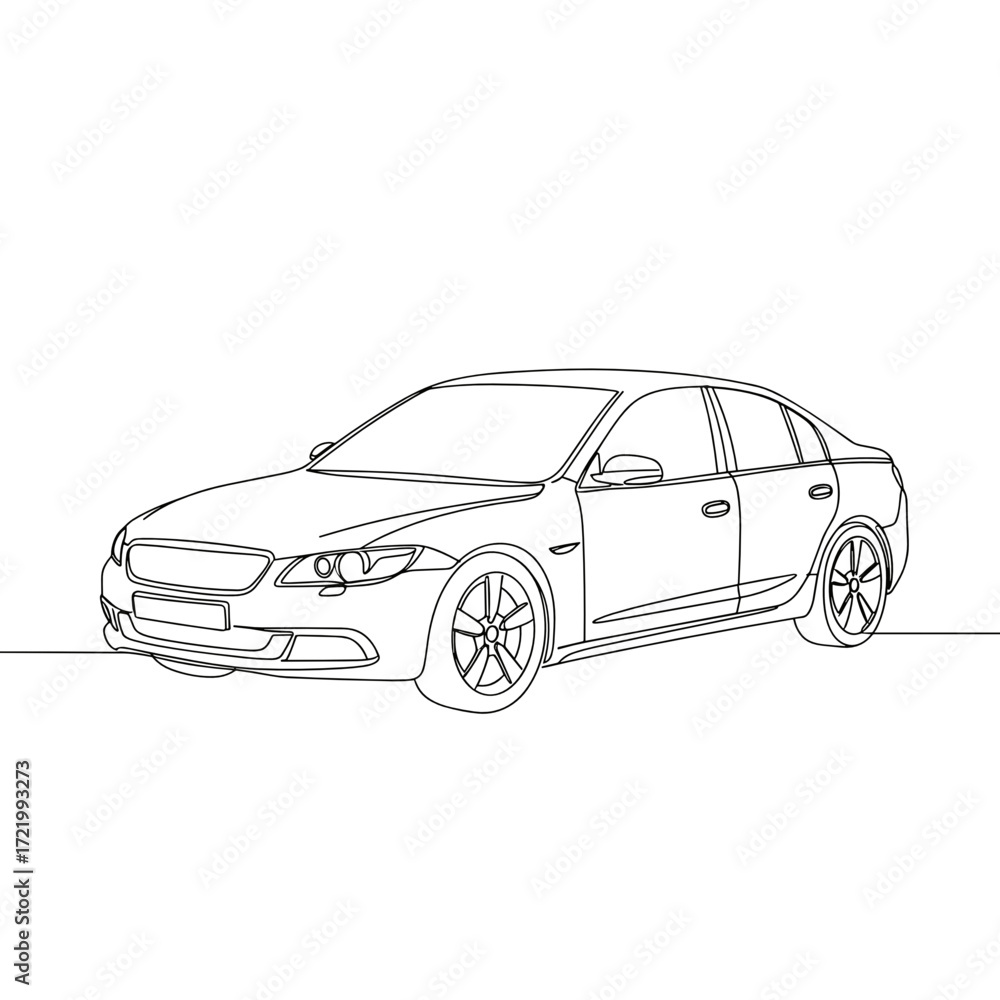 Naklejka premium Outline of a modern sedan car in a minimalist style 