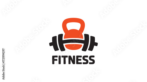 Dynamic fitness logo featuring kettlebell and dumbbell icon for health and wellness brands