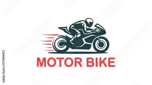 Dynamic motorbike racing logo design speeding motorcycle rider graphic emblem