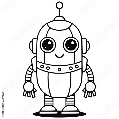 Cute Robot with Gear Details and Friendly Gesture