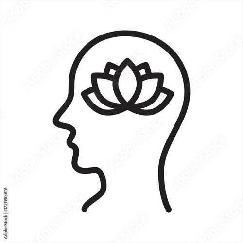 Meditation Practice Peaceful simple line icon