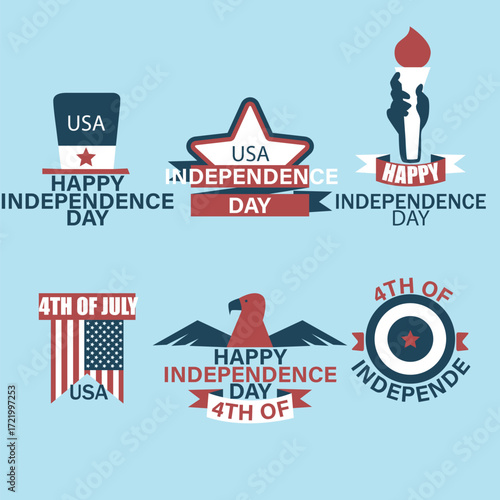 Collection of usa independence day emblems and symbols