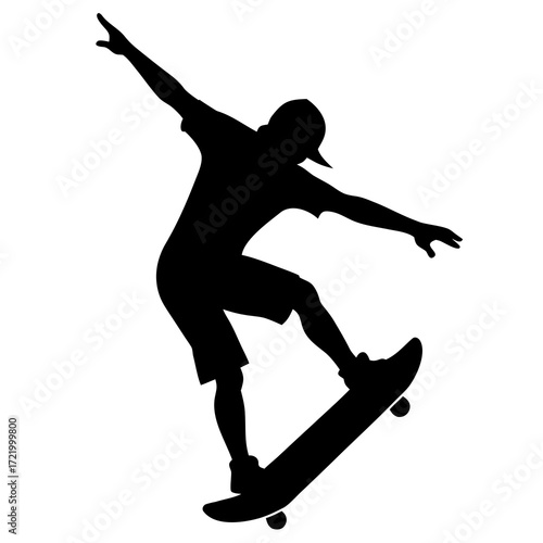 Skateboarder Silhouette Trick