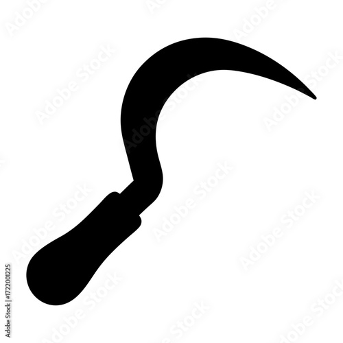 Download vector graphic of sickle for harvesting crops and agricultural tool silhouette design element