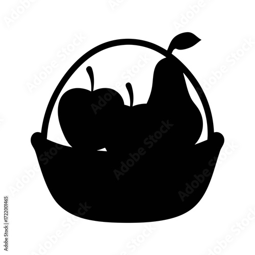 Basket of fresh fruits vector illustration featuring apples and pears healthy eating concept art