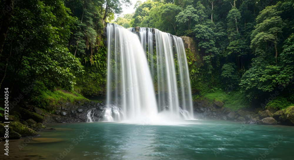 Naklejka premium Close-up of a tiny bee diligently gathering nectar from a vibrant red daisy-like flower, showcasing nature's intricate details and the beauty of its flora and fauna in a serene garden setting