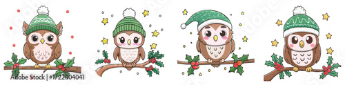Cute Christmas Penguin Vector Set — Adorable Holiday Penguins with Santa Hats, Scarves, and Gift Boxes