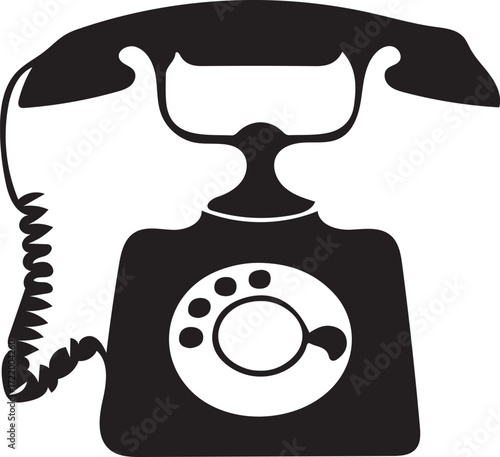 Vintage Rotary Telephone Icon Retro Communication Device Stylish Old Fashioned Design Classic Telephone Image Simplistic Black and White Illustration