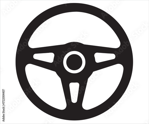Steering wheel silhouette vector illustration isolated on white