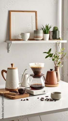 Wallpaper Mural Morning Coffee Preparation Minimalist Kitchen Setup. Torontodigital.ca