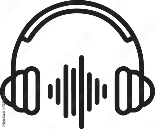 Headphones with sound wave illustration perfect for audio experiences and music production concept