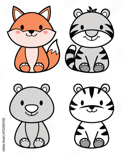 Delightful Collection of Adorable Cartoon Animal Illustrations A Whimsical Ensemble of Cuteness and Charm for Various Creative Projects