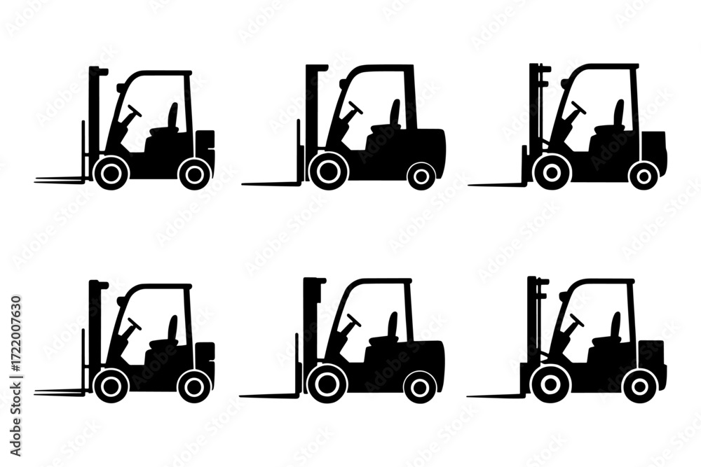 Fototapeta premium Forklift industrial machinery vehicle silhouette