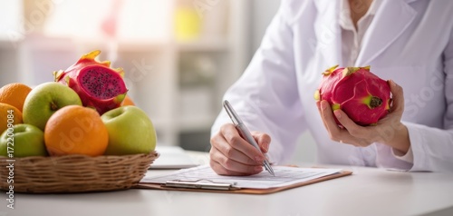 The Dragon Fruit in a Clinical Nutrition Lab With Analysis And Fresh Presentation