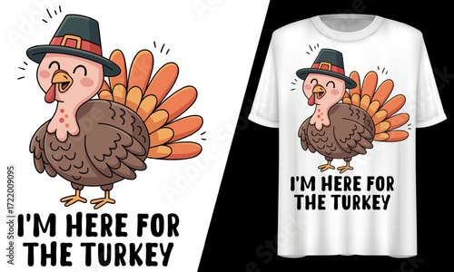 I’m Here For The Turkey, Fall Thanksgiving, T-Shirt Design.