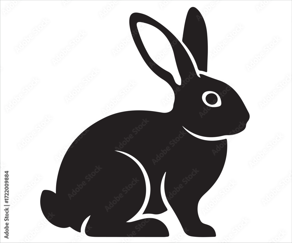 Fototapeta premium Rabbit silhouette vector illustration isolated on white background