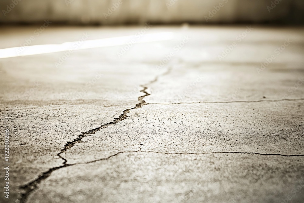 Obraz premium Cracked concrete floor, light reflecting