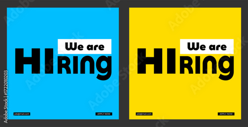 We are hiring announcement vector creative design and social media post template, We are Hiring poster, Job vacancy advertising template, Corporate Job Vacancy Banner Designs, Hiring Job flyer design