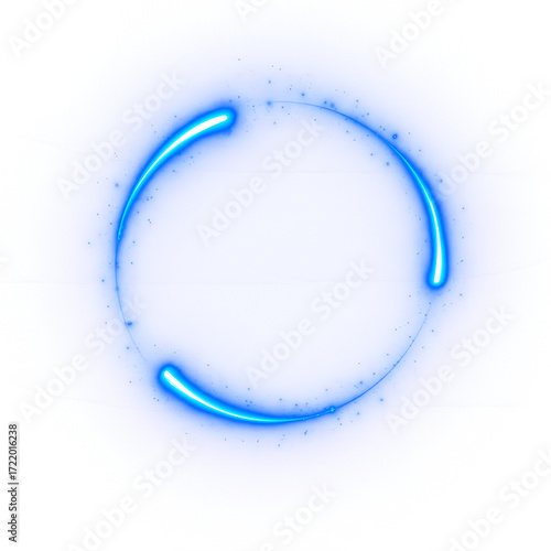 Abstract blue glowing circle light effect isolated on transparent background