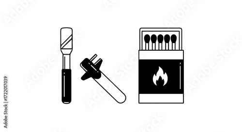 Essential Tools  Matches, Putty Knife, and Wrench Icons