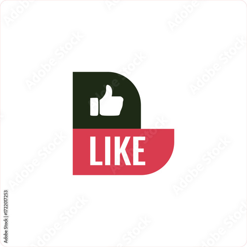 Editable like or thumb up icon design element for social network in black and red color