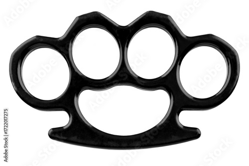 Photos Black brass knuckles isolated on white