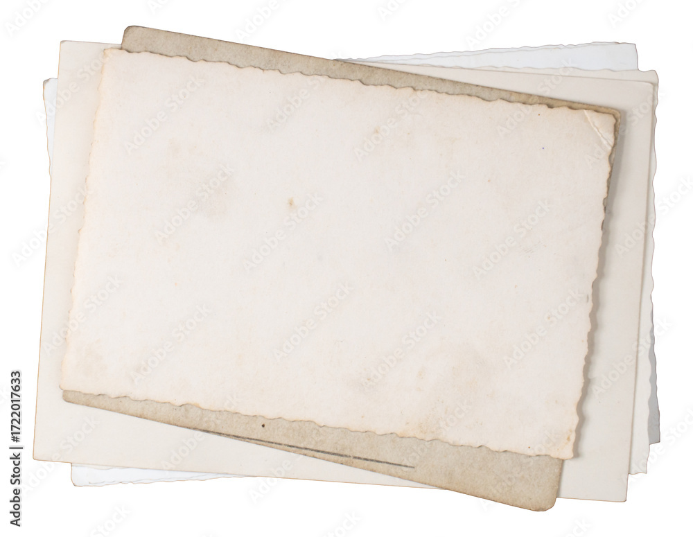 Naklejka premium old photo paper with empty white space for image and text placement, empty blank and aged papers isolated, paper sheets for vintage designs