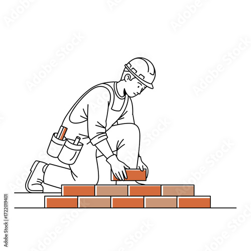 Man laying bricks for a foundation