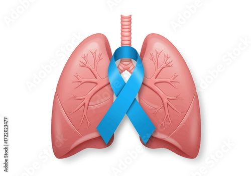 Lung Cancer Awareness A Blue Ribbon Symbol of Hope