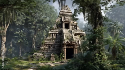 Wallpaper Mural Ancient stone pyramid nestled deep within a lush jungle. Torontodigital.ca