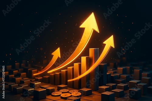 business graph with arrow up
