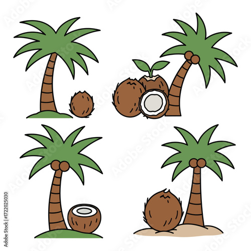Tropical paradise palm trees with coconuts beach island vacation summer tropical tree