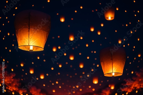 burning lantern in the night