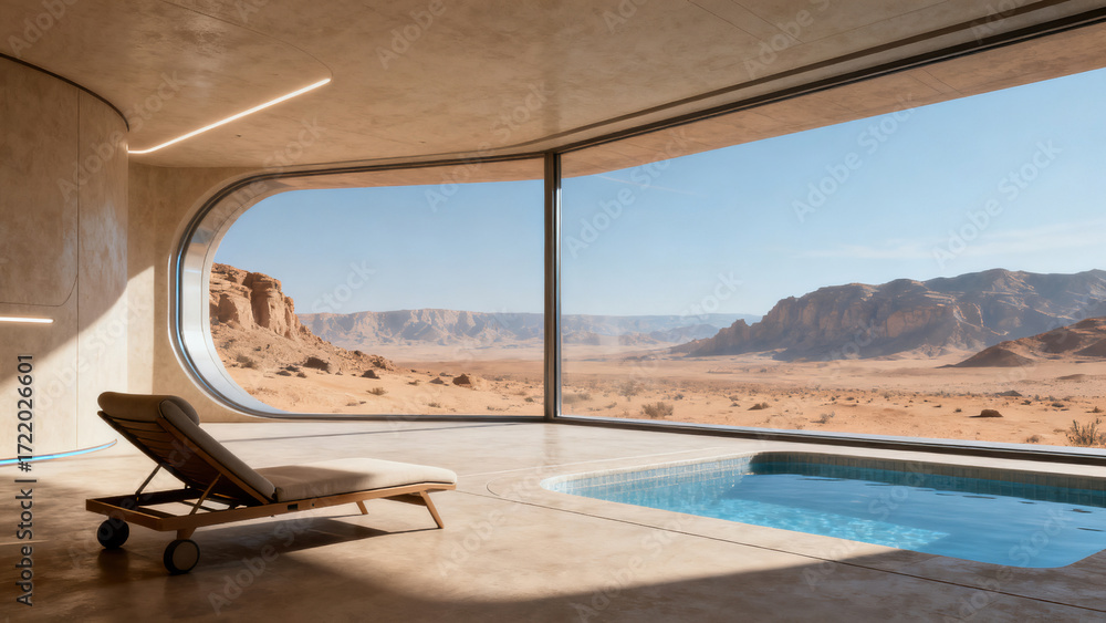 Fototapeta premium Modern Minimalist Room with Scenic Outdoor View