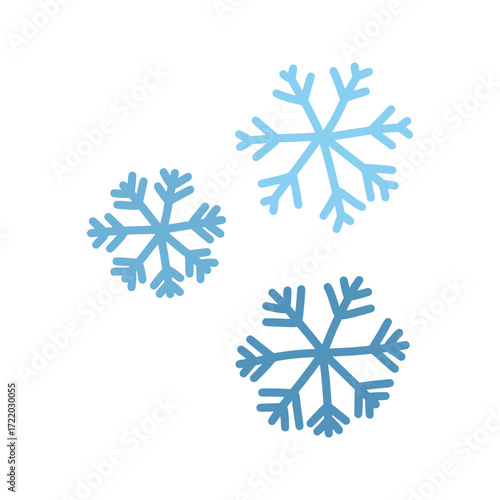 Doodle blue snowflakes. Various hand drawn snowflakes with intricate, unique designs. Simple and beautiful vector elements for winter holidays, seasonal backgrounds, or Christmas designs.