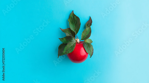 red tulips on blue background