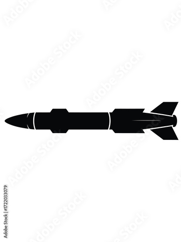 Black silhouette of a missile or rocket on a white background