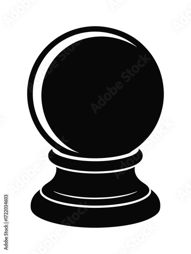 Black silhouette of a crystal ball on a stand