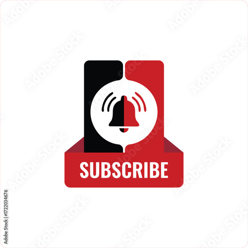 Red and black button subscribe for social media concept