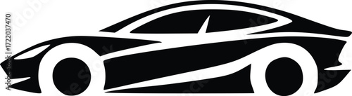 Stylized Sports Car Silhouette | Side View Vector Icon