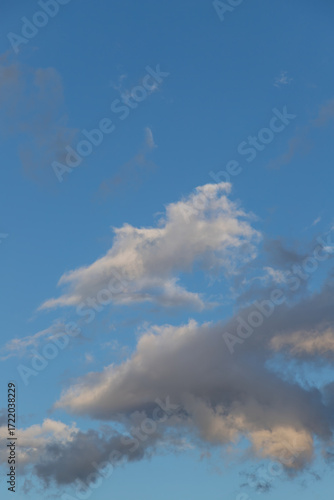 Blue Sky With Clouds and Sunlight Over Open Calm Landscape for Serene Outdoor...
