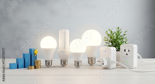 Energy efficient light bulbs and smart home devices for modern living.