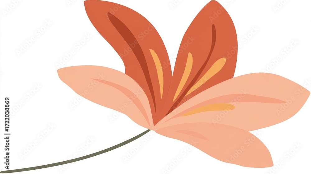 Obraz premium Vector illustration of a pink lily flower on a white background with decorative elements